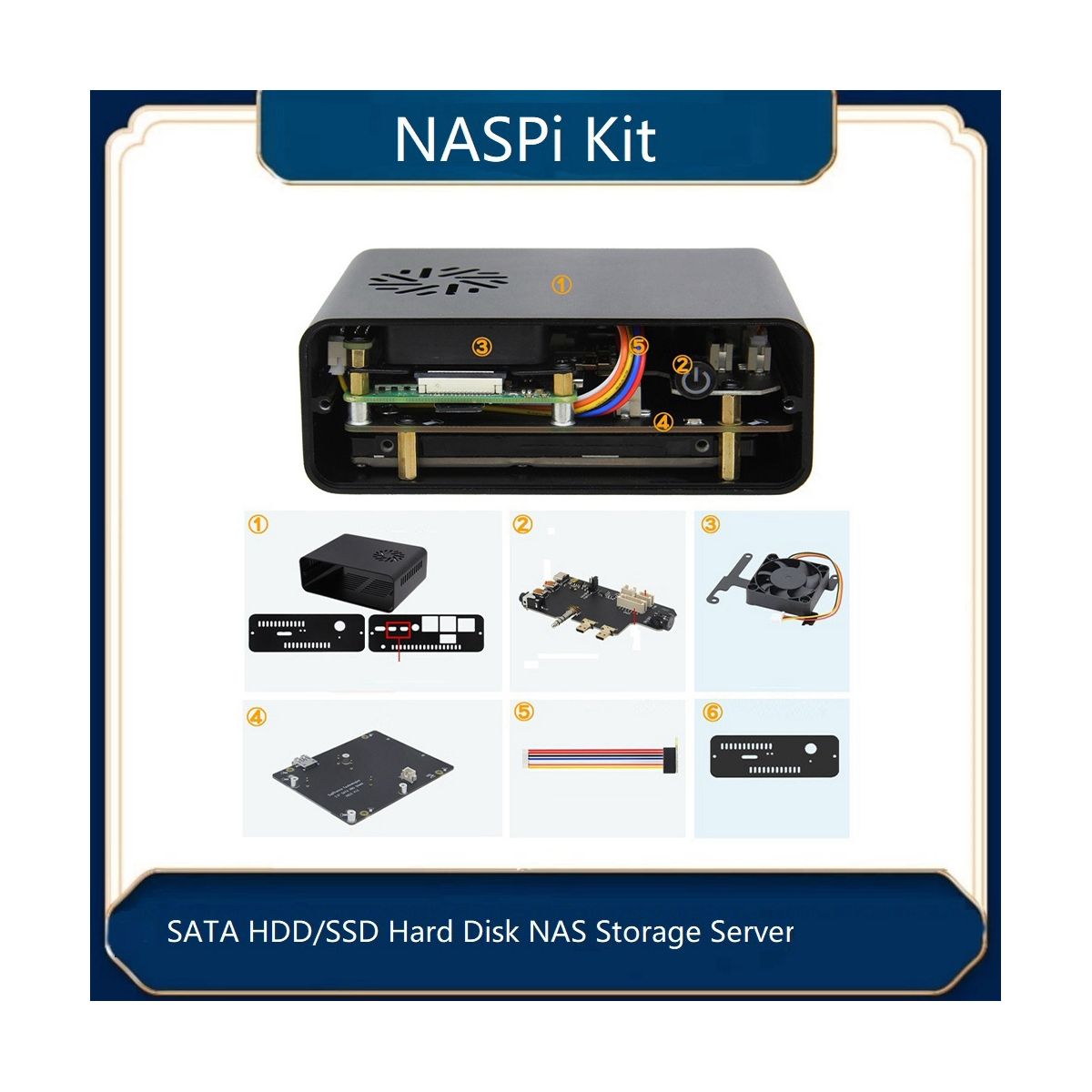 NASPi Kit+Metal Case+X823 Expansion Board+X-C1 Board+PWM