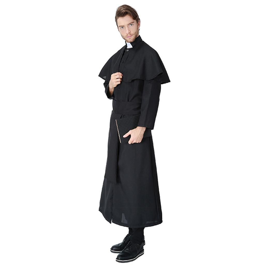 Mens Robe Cape Cowl Middle Ages Clothing Cowl Priest Costume For M