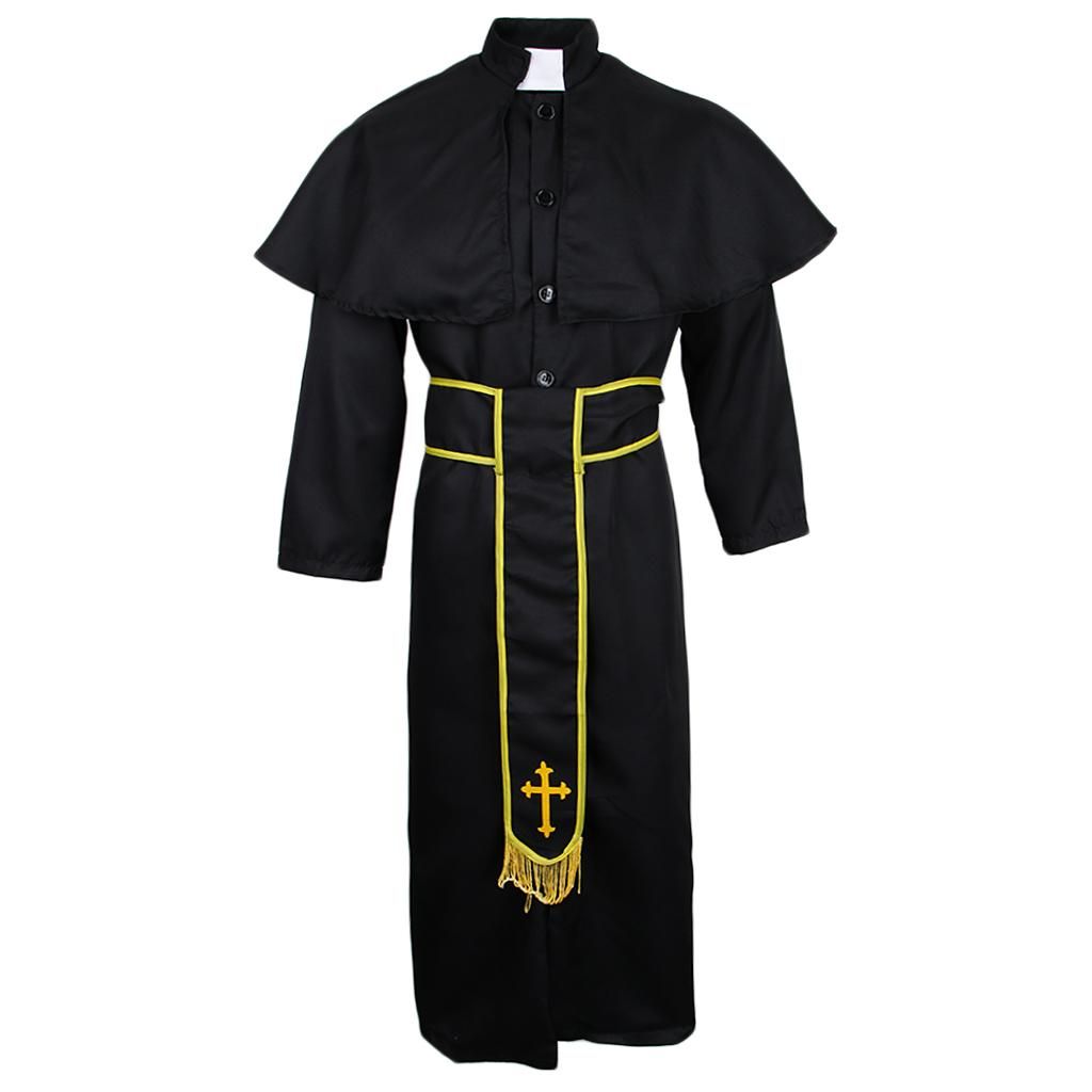 Mens Robe Cape Cowl Middle Ages Clothing Cowl Priest Costume For M