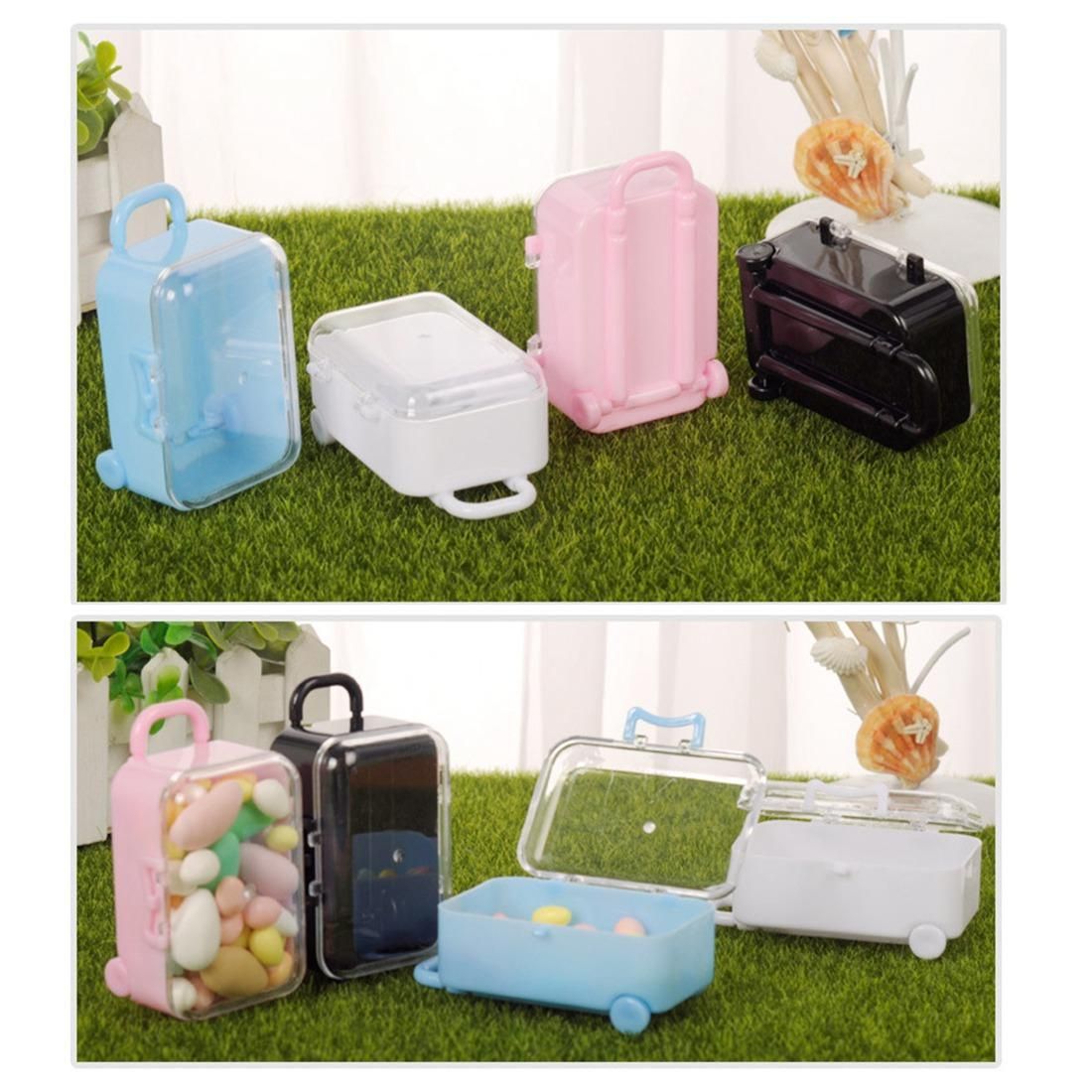 Blue mini roller travel suitcase candy box personality wedding candy box luggage trolley case candy toy small storage box