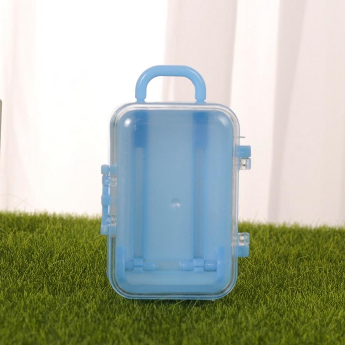 Blue mini roller travel suitcase candy box personality wedding candy box luggage trolley case candy toy small storage box