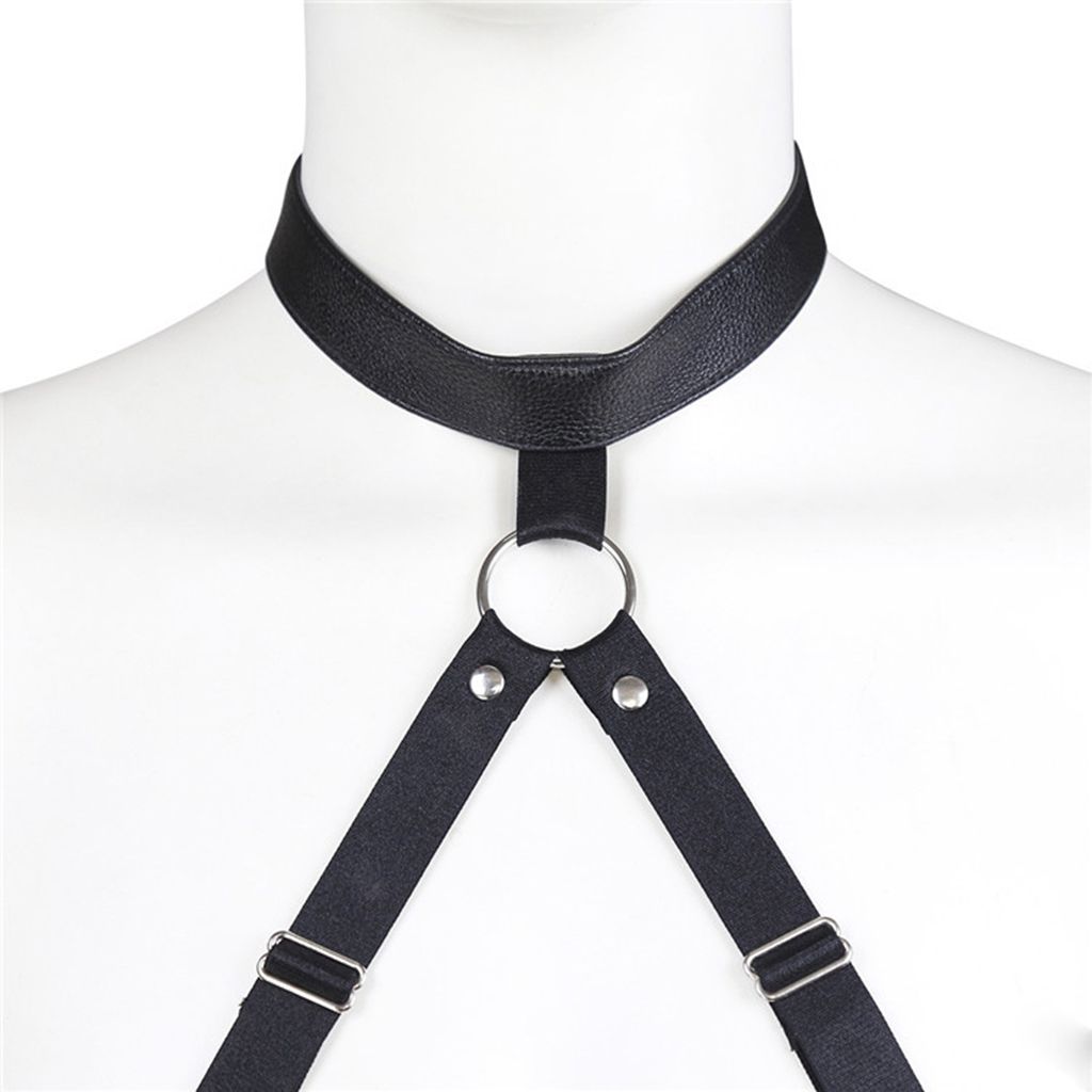 PU Leather Harness Belt Mankini  Cosplay Bodysuit Scrotal Support