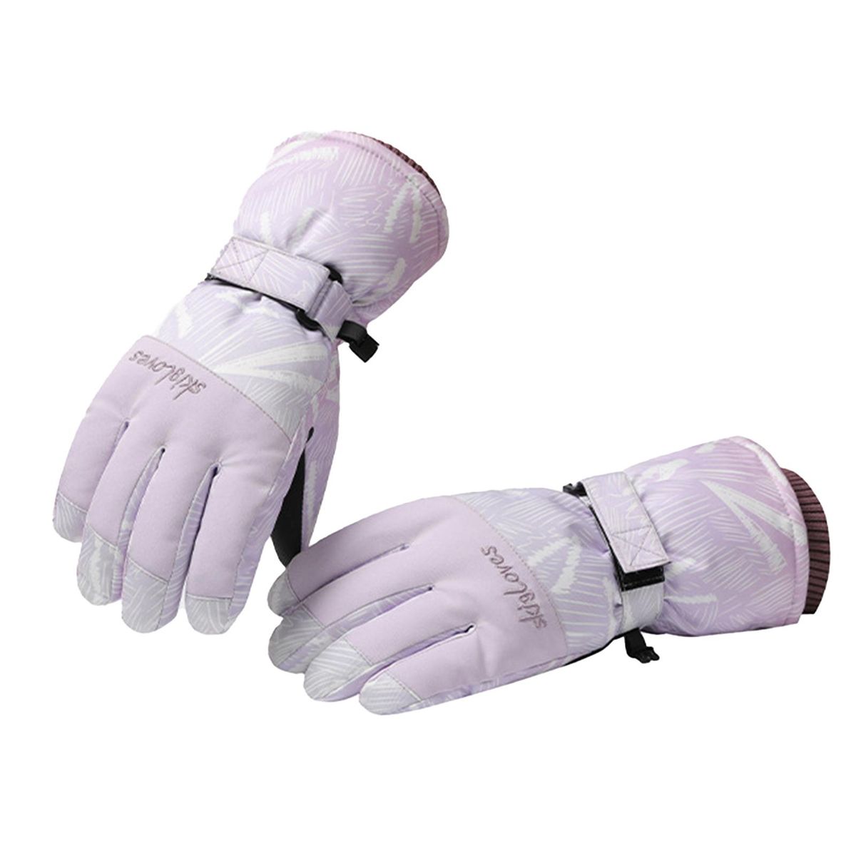 1 Pair Winter Alphabet Embroidery Printing Girls Ski Purple