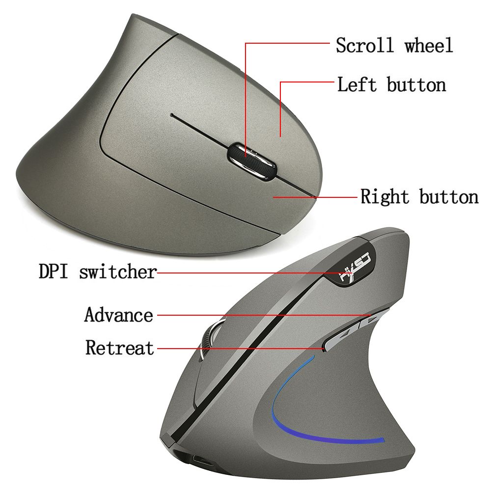 Wireless Mouse Vertical Mice Ergonomic Rechargeable 600Mah