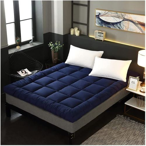 Fluffy, Quality 6cm Super Thick, Mattress Topper- Navy Blue