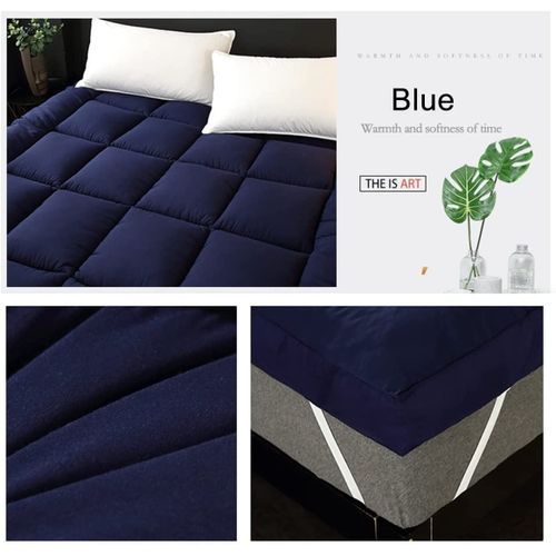 Fluffy, Quality 6cm Super Thick, Mattress Topper- Navy Blue