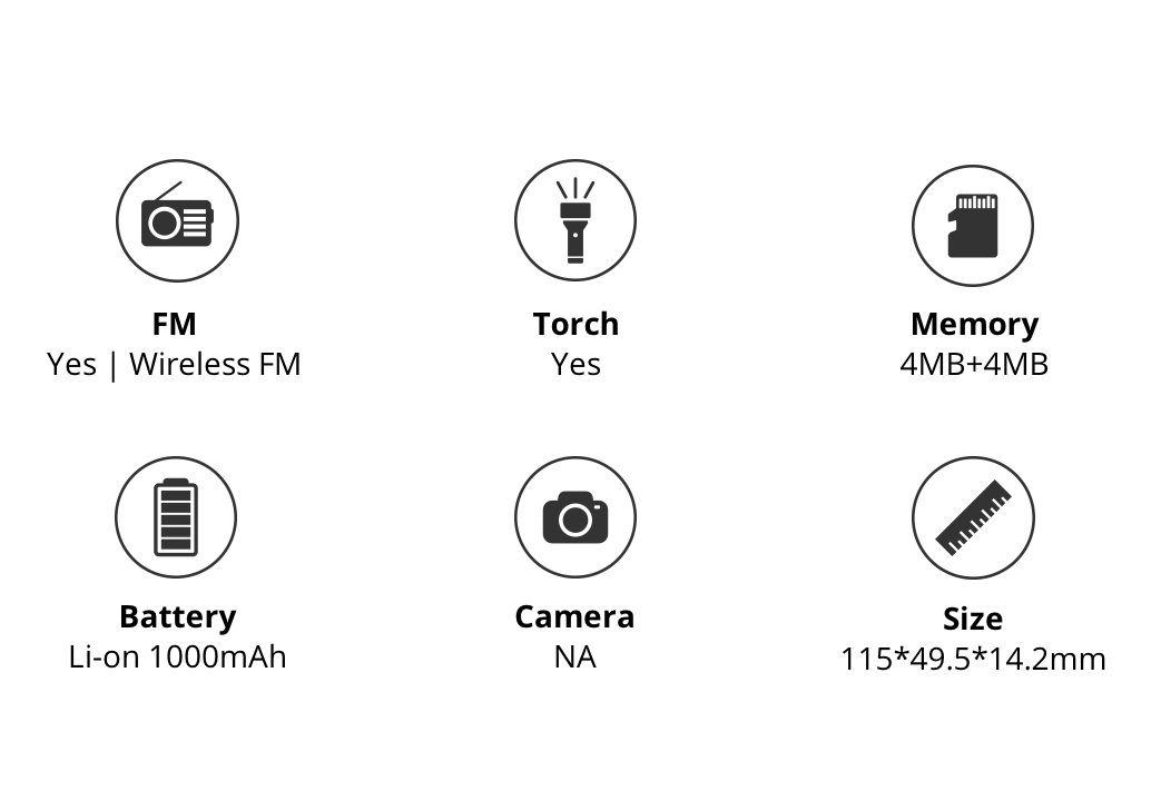 2163 1.8" Wireless FM Torchlight Dual SIM