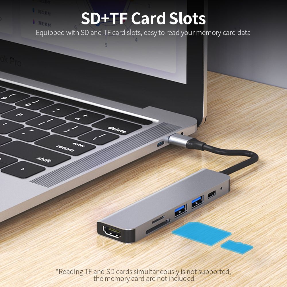 6 In1 USB-to-USB Adapters Mutiple USB Port