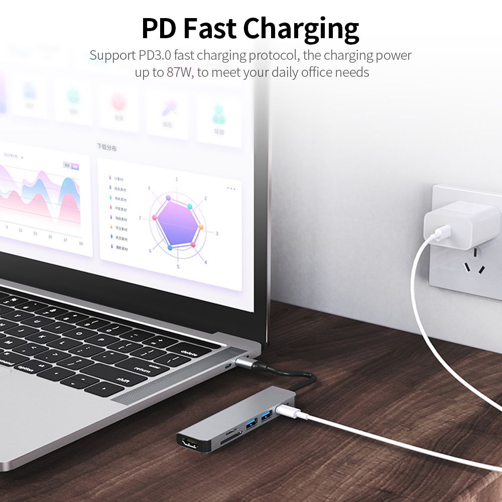 6 In1 USB-to-USB Adapters Mutiple USB Port