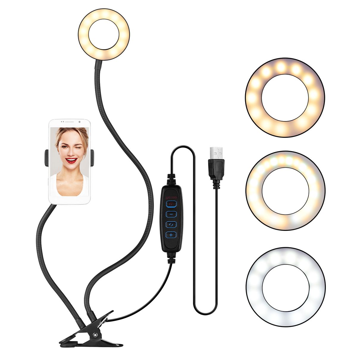 3.5 Inch Selfie Ring Fill Light Clip-On Flexible Design