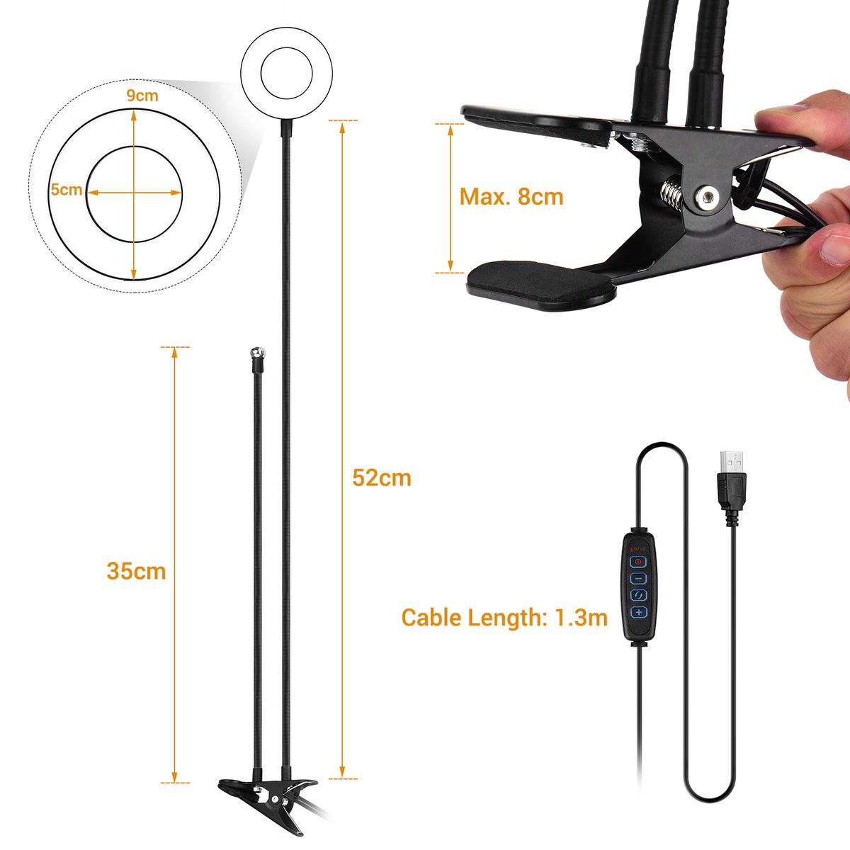 3.5 Inch Selfie Ring Fill Light Clip-On Flexible Design