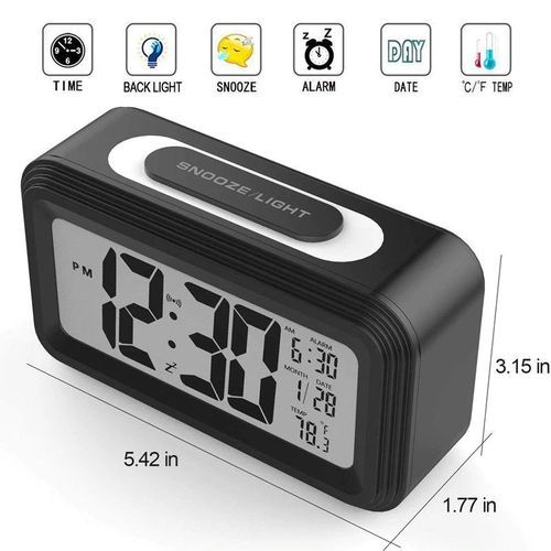 Backlight Large Electronic LCD Display Digital Alarm Clock