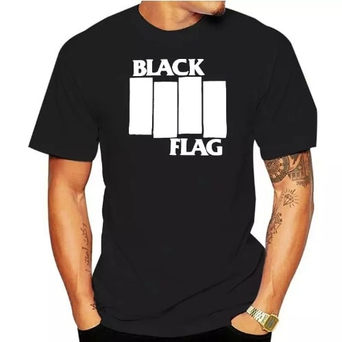 4 In 1 Black Flag Print T-shirts - Black White Ash