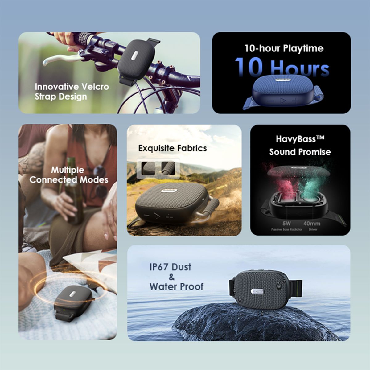 Wrap Innovative Velcro Strap Heavy Bass Wireless Speaker