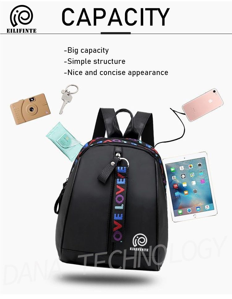 B03 Ladies Causal Oxford Backpack Bag - Black