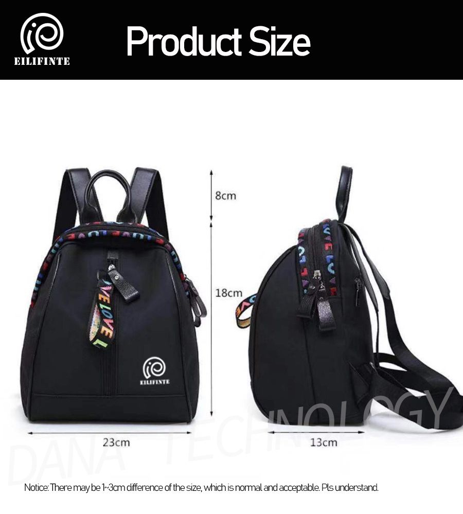 B03 Ladies Causal Oxford Backpack Bag - Black