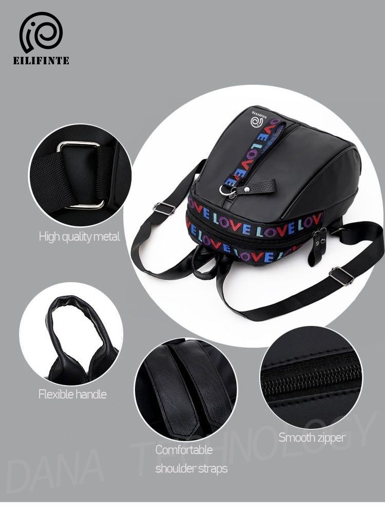 B03 Ladies Causal Oxford Backpack Bag - Black