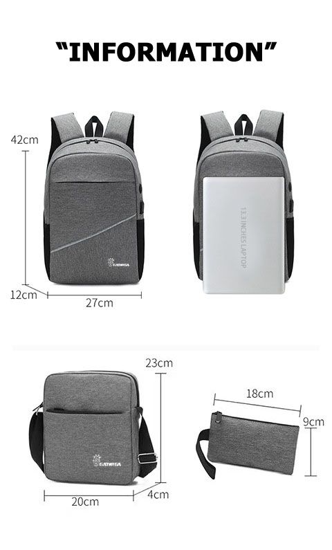 3 IN 1 Bag Set Pencil/Crossbody/Laptop Backpack