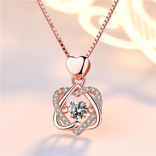 Women's Heart-shaped Diamond Pendant Necklace Wedding Engagement Gift