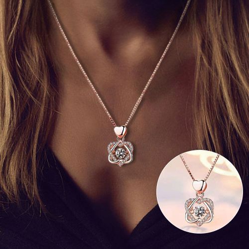 Women's Heart-shaped Diamond Pendant Necklace Wedding Engagement Gift