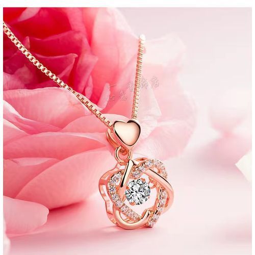 Women's Heart-shaped Diamond Pendant Necklace Wedding Engagement Gift