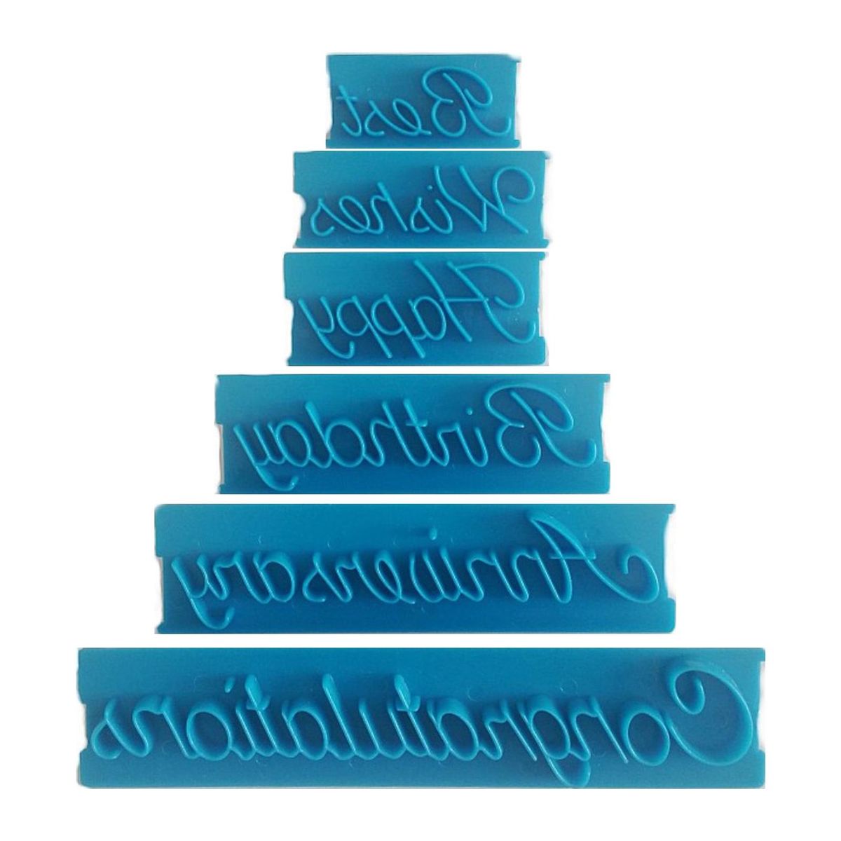 6PcsSet Cake Embosser Letters Design Fondant Embosser Blue