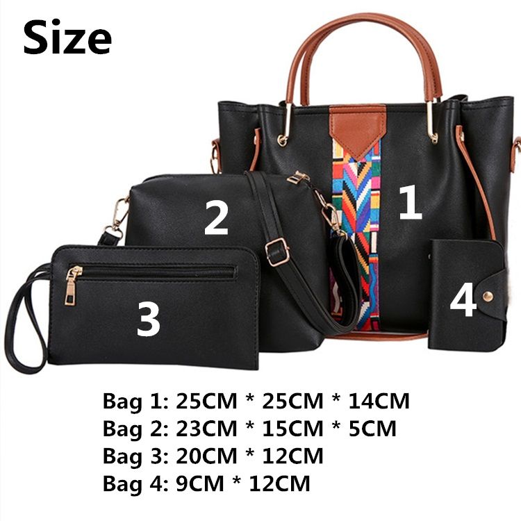 4 In 1 Women Bag Crossbody Bag - Black