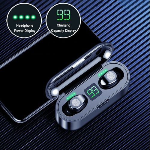 F9 Fingerprint Touch Bluetooth Earphone Earbuds LED 2200mAH
