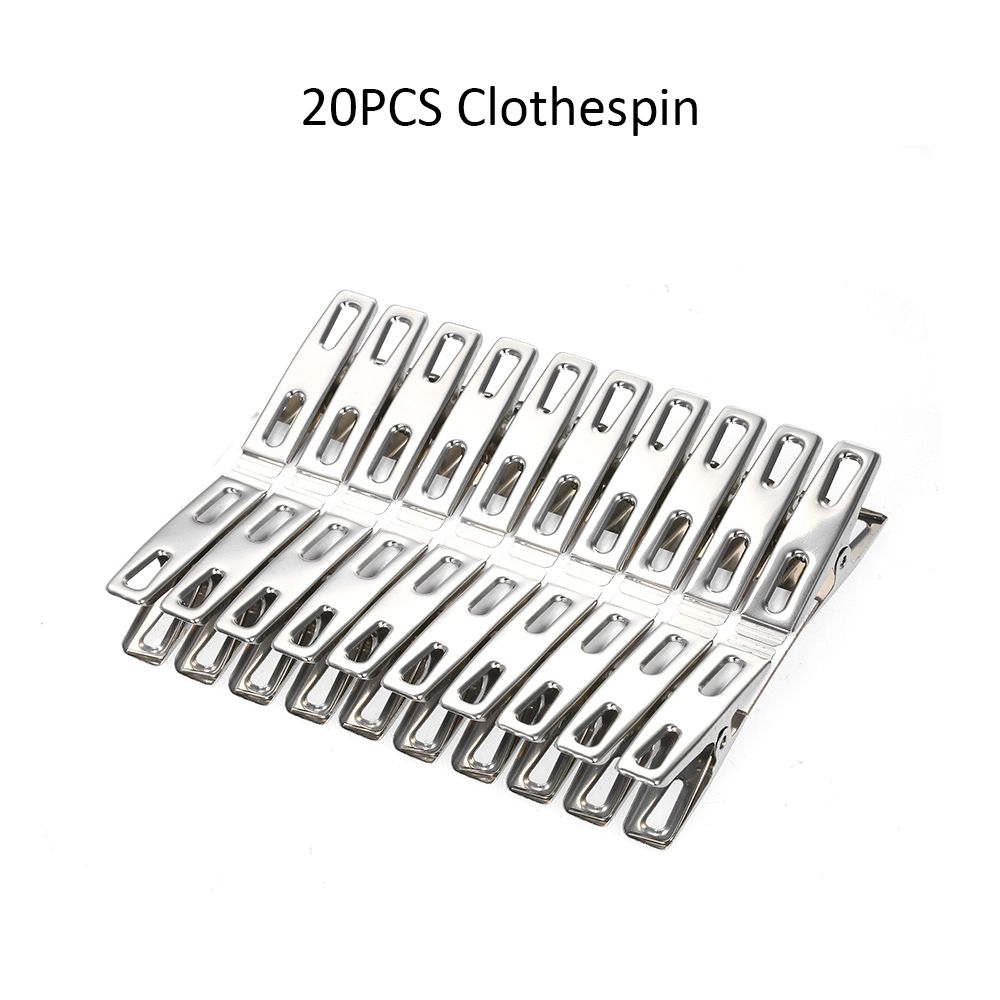 20 Pcs Clothespins Stainless Steel Clothes Clips Metal