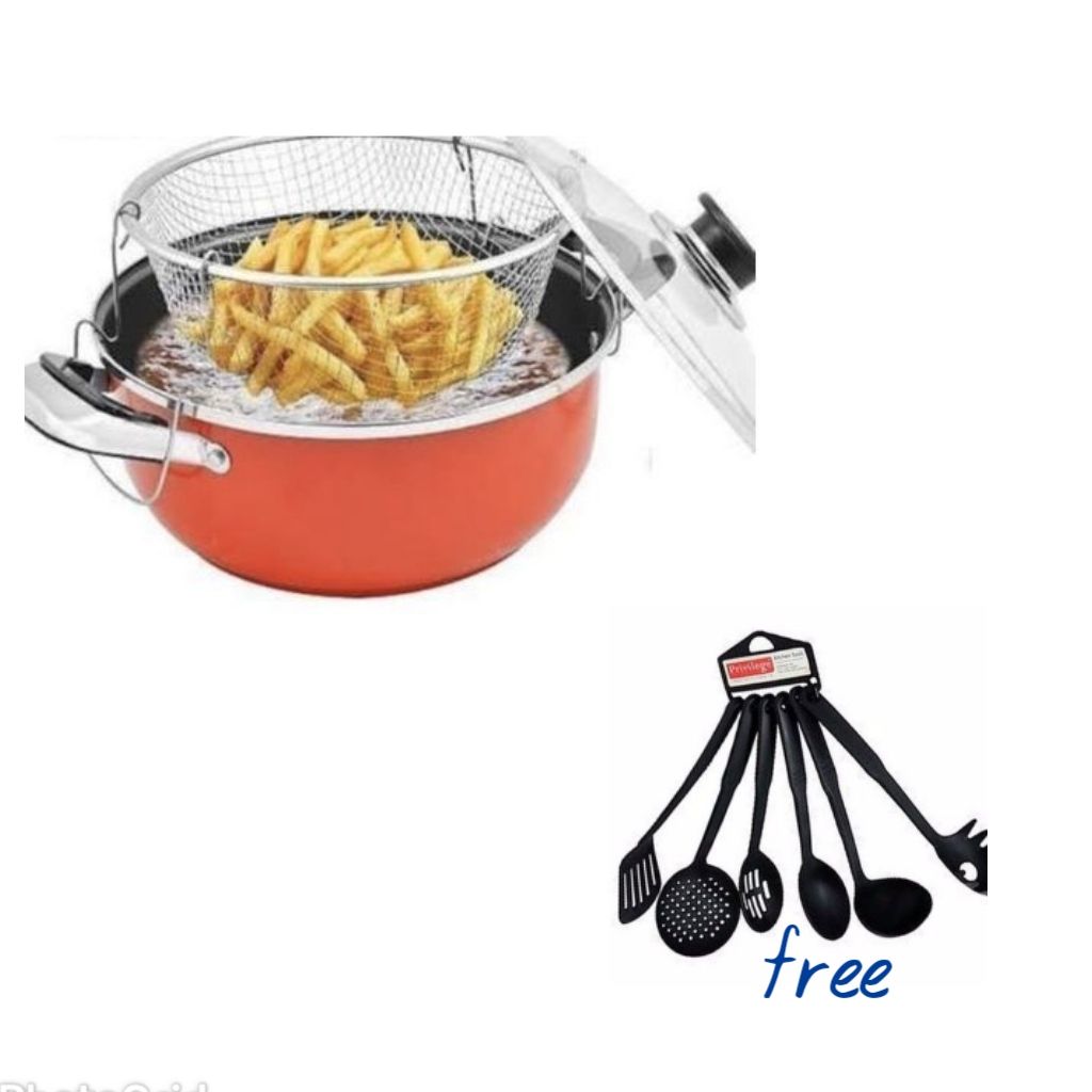 Manual Deep Fryer 3 In 1__28 Cm + Free Non Stick Spoon