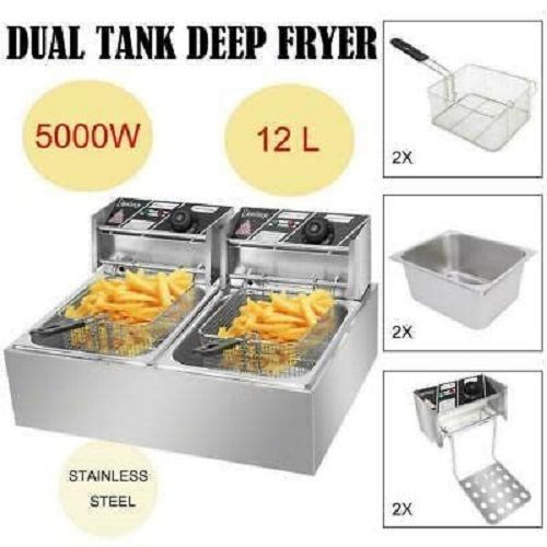 12 L Double Tanks Industrial Electric Deep Fryer