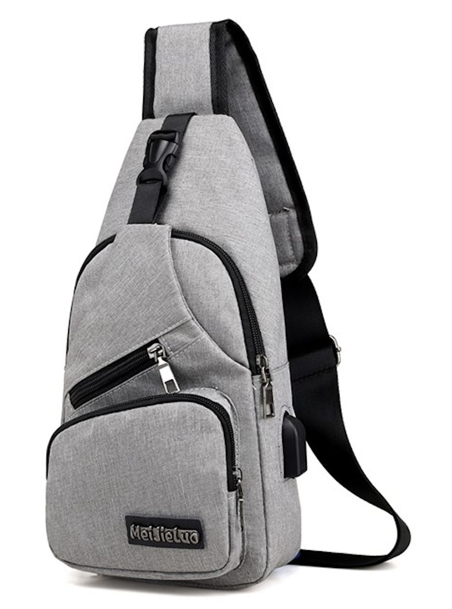 Men Casual Outdoor Travel Crossbody Bag With USB Port