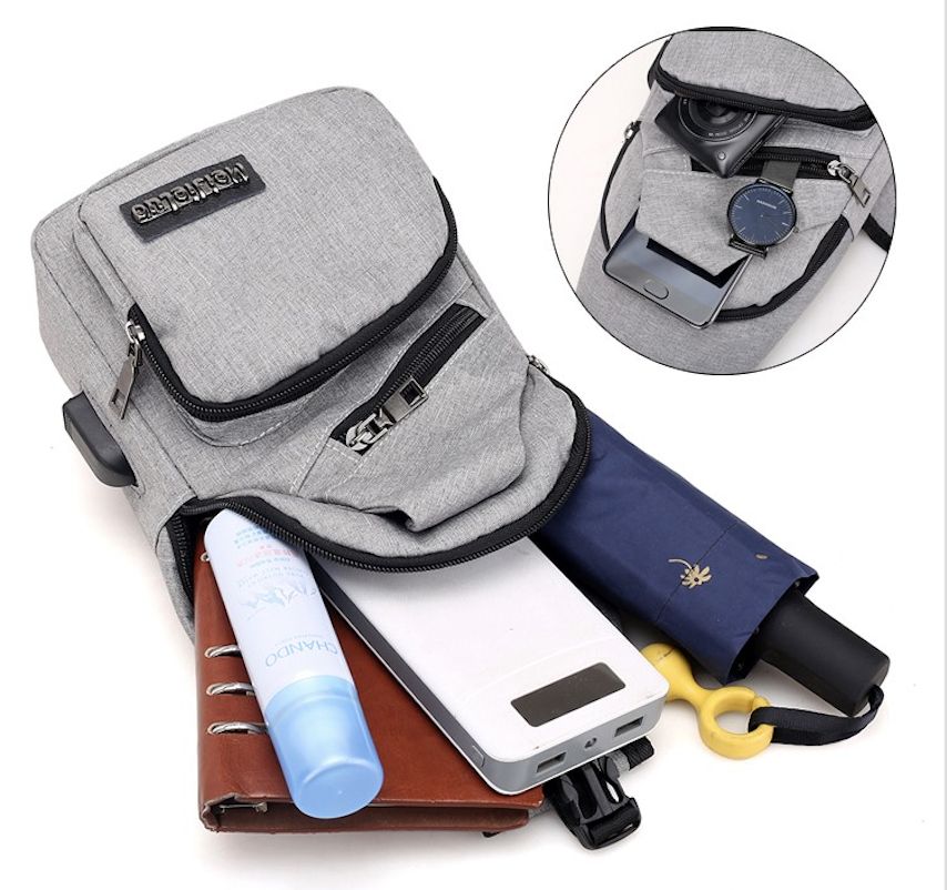 Men Casual Outdoor Travel Crossbody Bag With USB Port