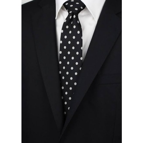 Set Of 2 Men's Dotted Long Ties  With Pocket Squares  - Red And Black