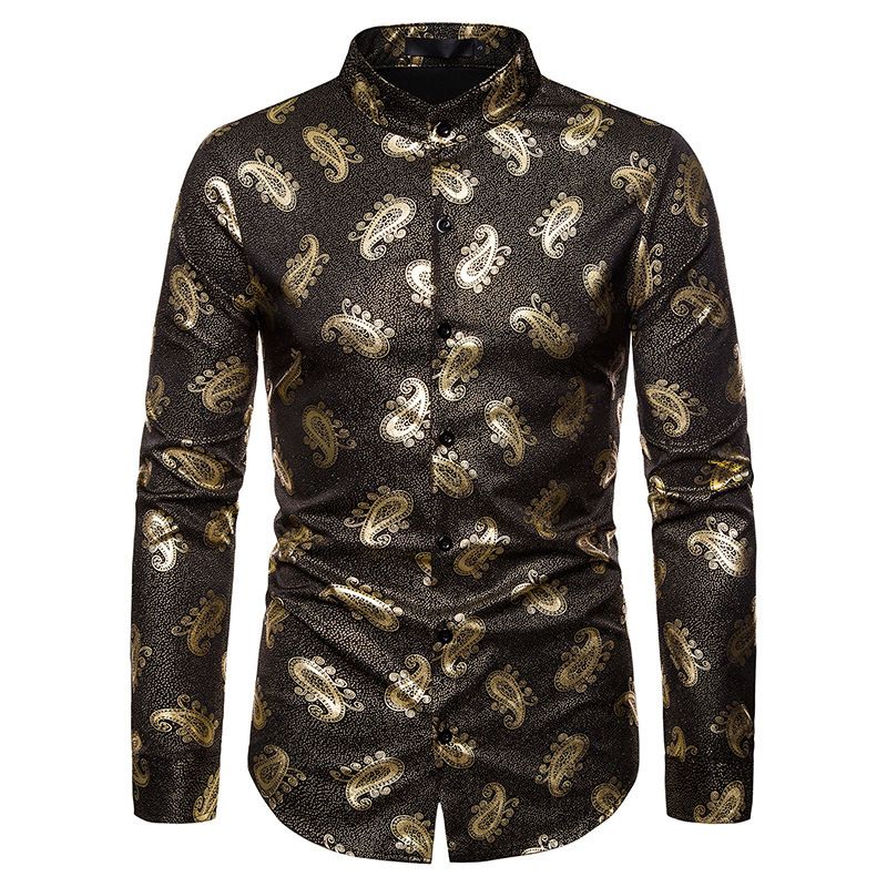 Men's Fashion Cashew Blossom Shirt-black