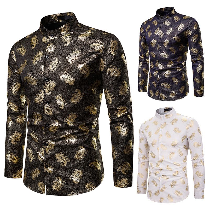 Men's Fashion Cashew Blossom Shirt-black