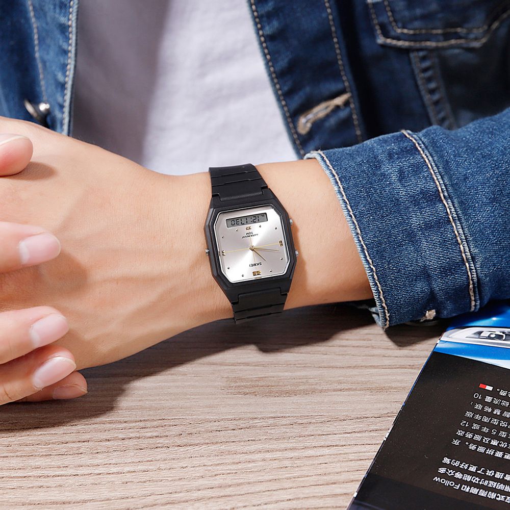 Ultrathin Digital Unisex Electronic Watch Dual Display