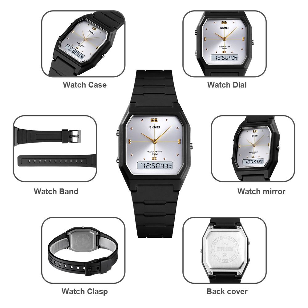 Ultrathin Digital Unisex Electronic Watch Dual Display