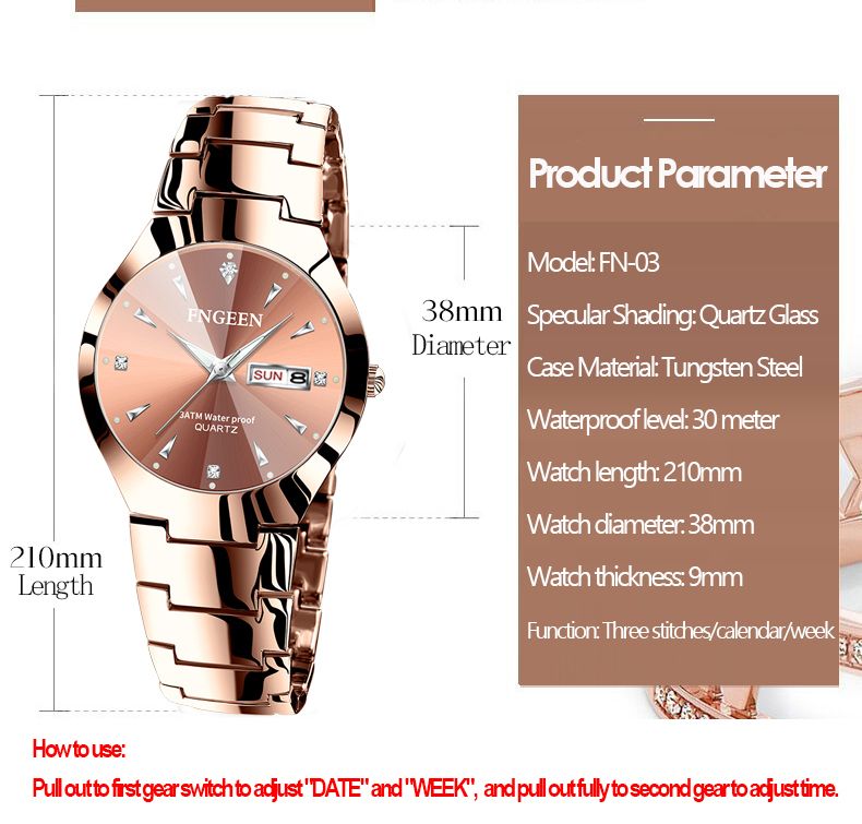 Luxury Women Female Ladies Wrist Watch With Date/Coffee