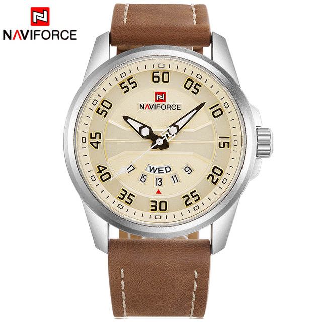 Brown Luxury Men's Leather Strap Wrist Watch