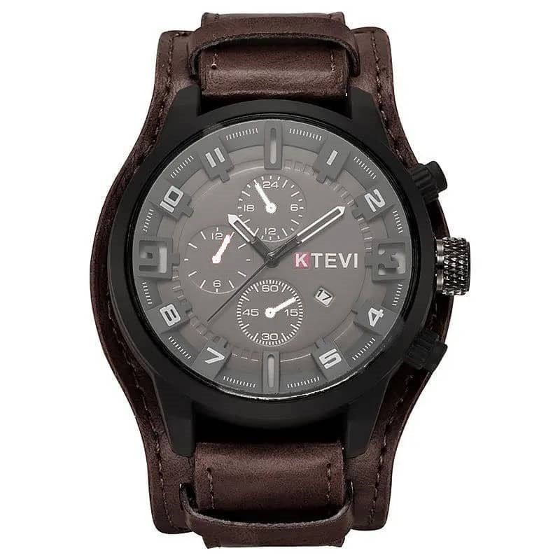 Exotic Leather Strap Military Sports Men Watch With Bracelet