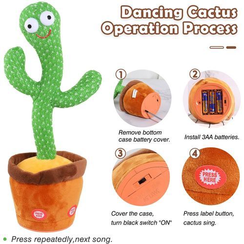 Talking And Dancing Cactus Baby Toys For Kids Children Green