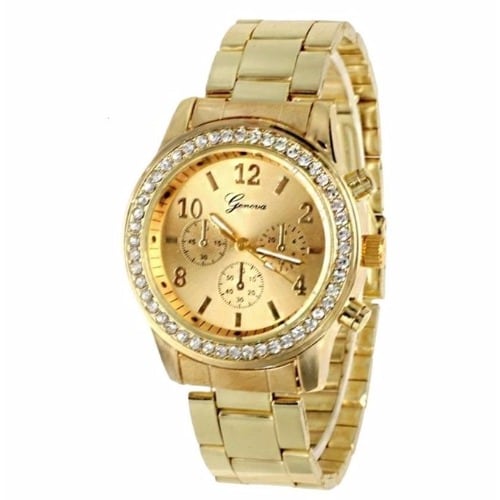 Full Steel Crystal Rhinestone Unisex Watch - Gold