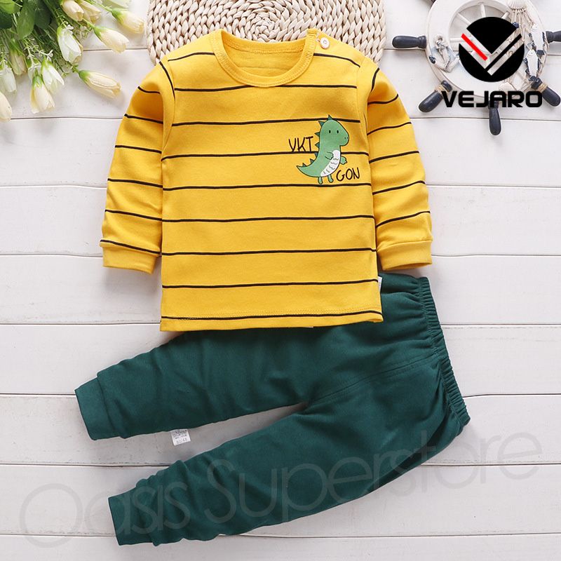 BC003 Infant Baby Clothes Sets Dinosaur-Yellow Stripe