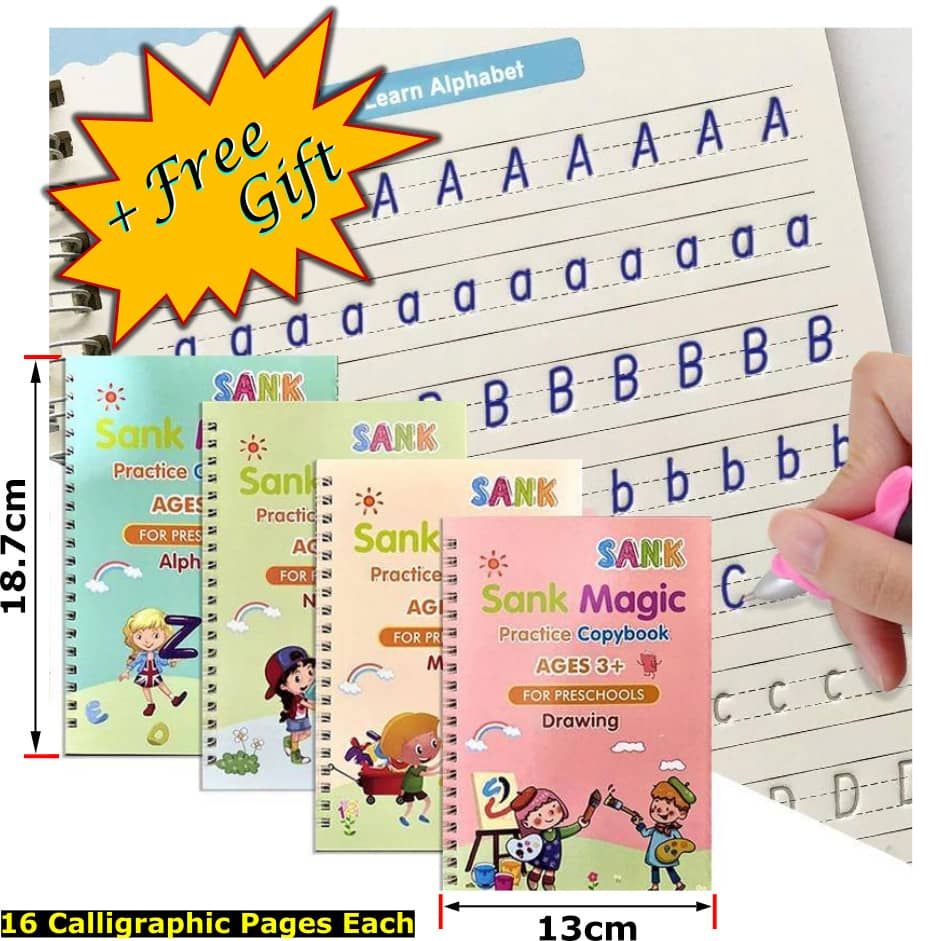 4in1 Reusable Calligraphy Magic Practice Book For Kids &Gift