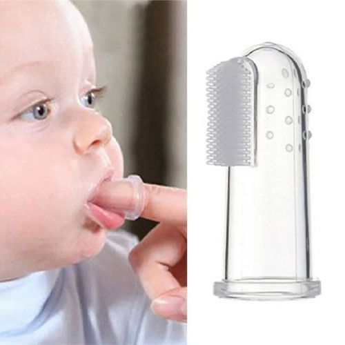 Baby Soft Toothbrush Clear Silicone Finger Brush With Case