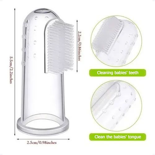 Baby Soft Toothbrush Clear Silicone Finger Brush With Case