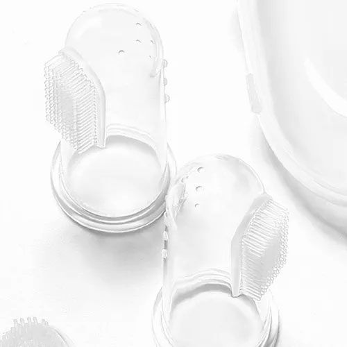 Baby Soft Toothbrush Clear Silicone Finger Brush With Case