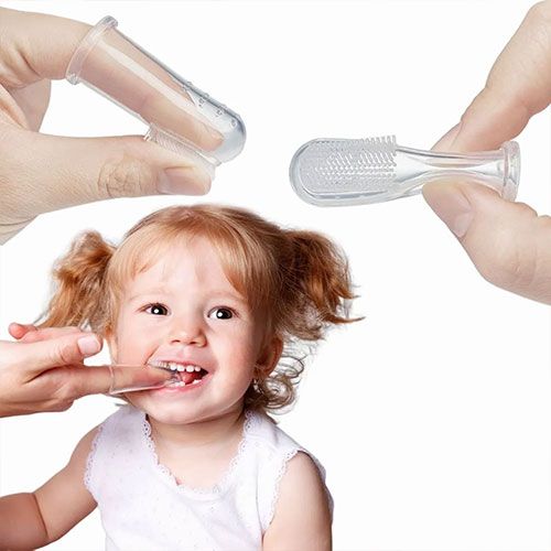 Baby Soft Toothbrush Clear Silicone Finger Brush With Case