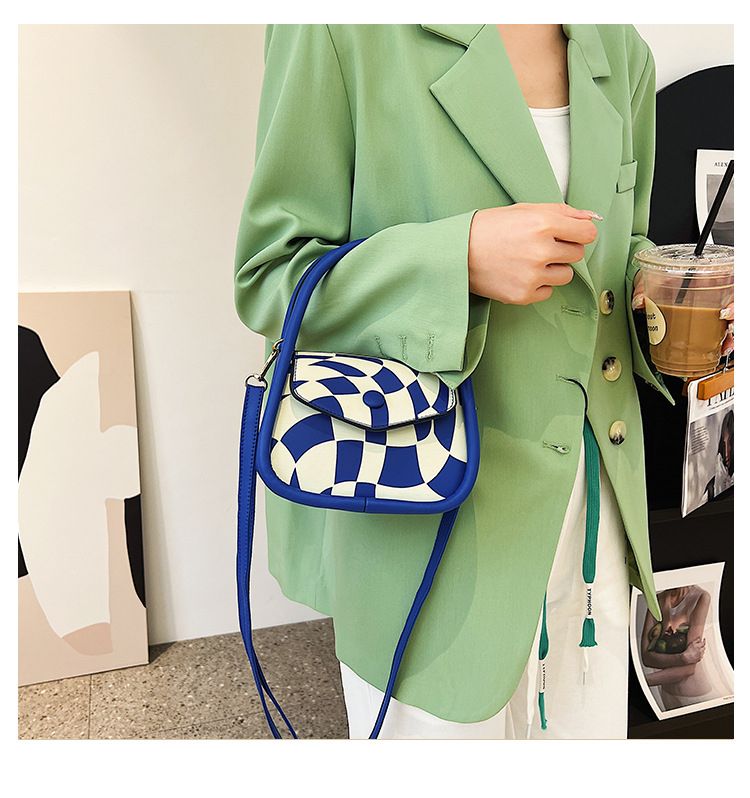 Klein Blue Small Square Bag Contrast Color Versatile One Shoulder Messenger Bag